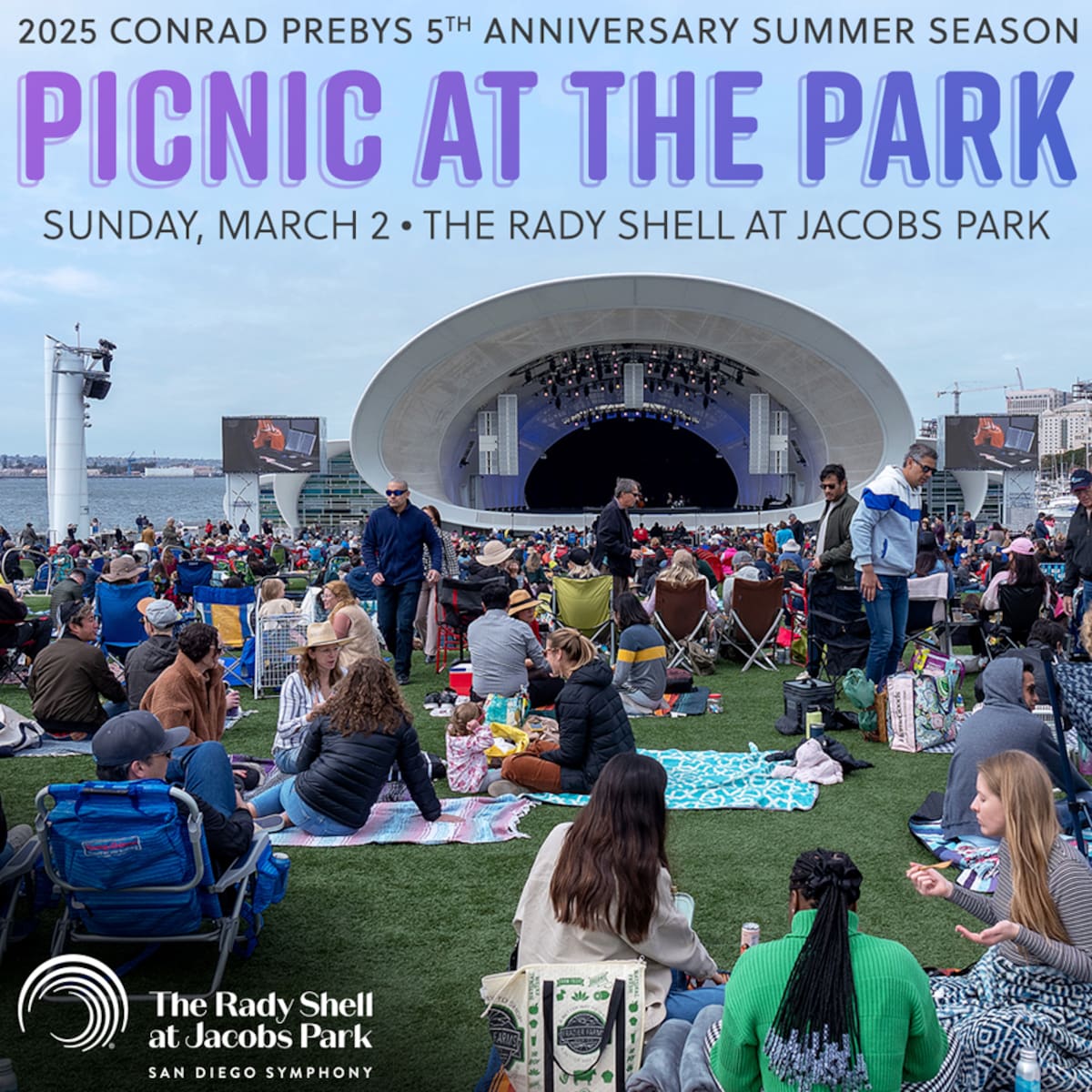 El evento "Picnic en el parque" se realizará el próximo domingo 2 de marzo a las 11:30 horas en The Rady Shell en Jacobs Park.