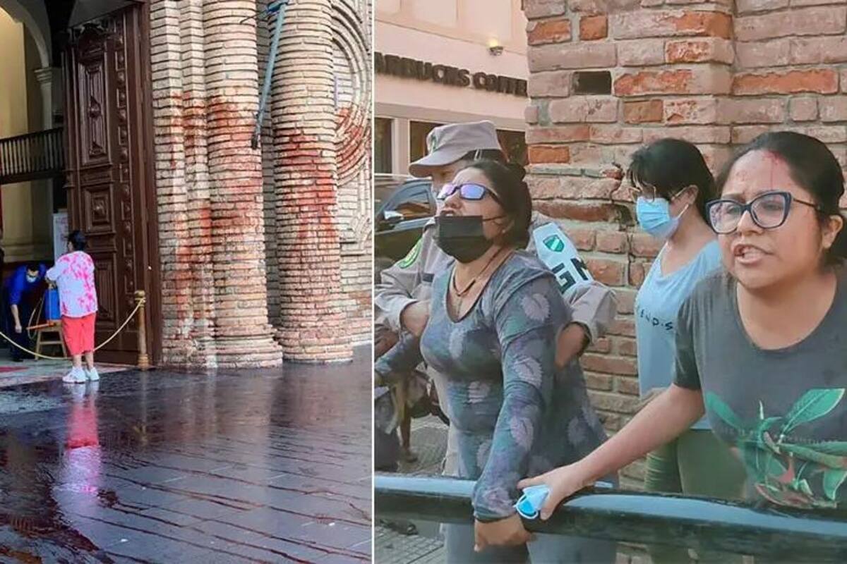 Mujeres indígenas retiran a latigazos a feministas que protestaban en Catedral