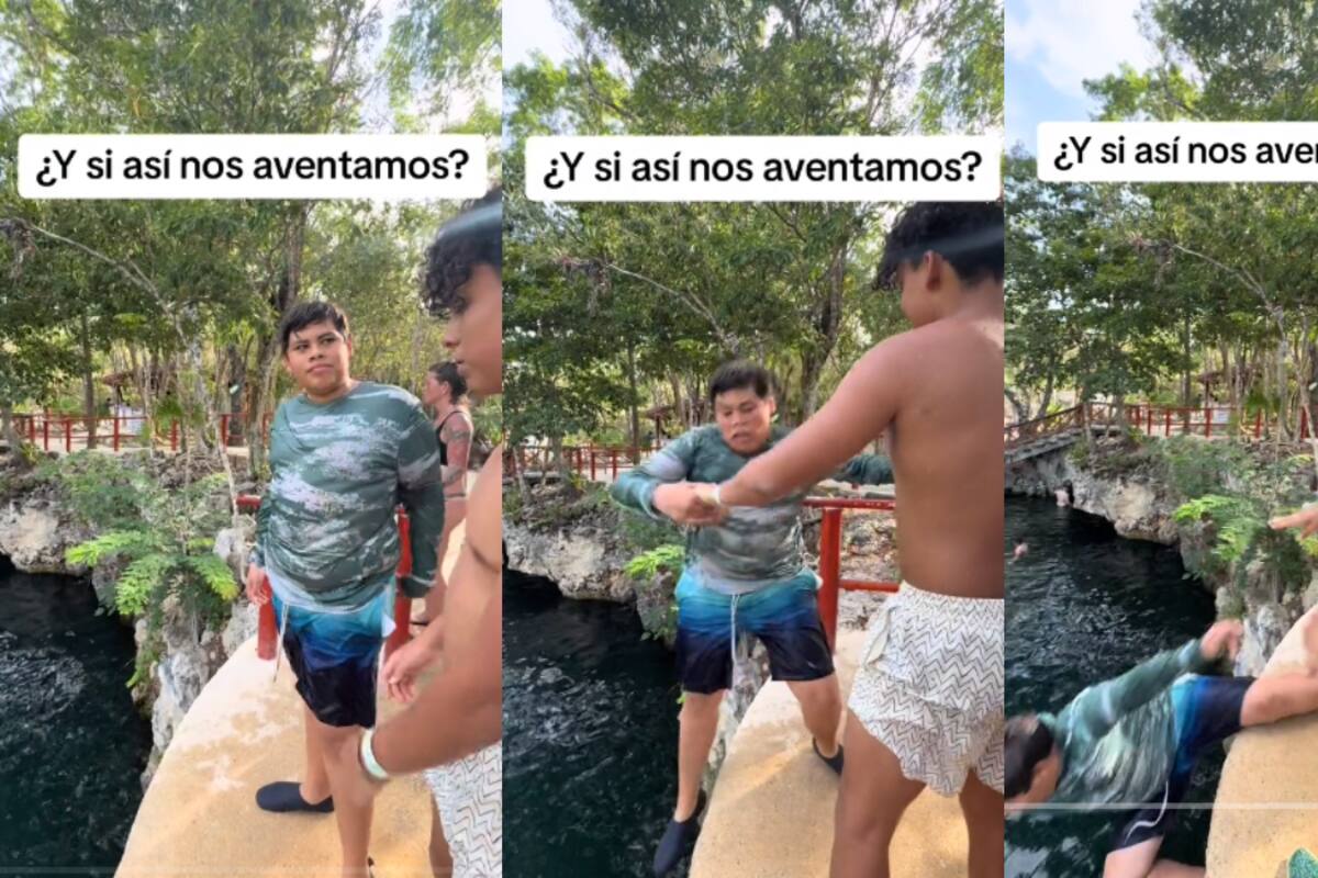Joven sufre de tremenda caída al intentar darse un clavado en los cenotes Casa Tortuga en Tulum | VIDEO