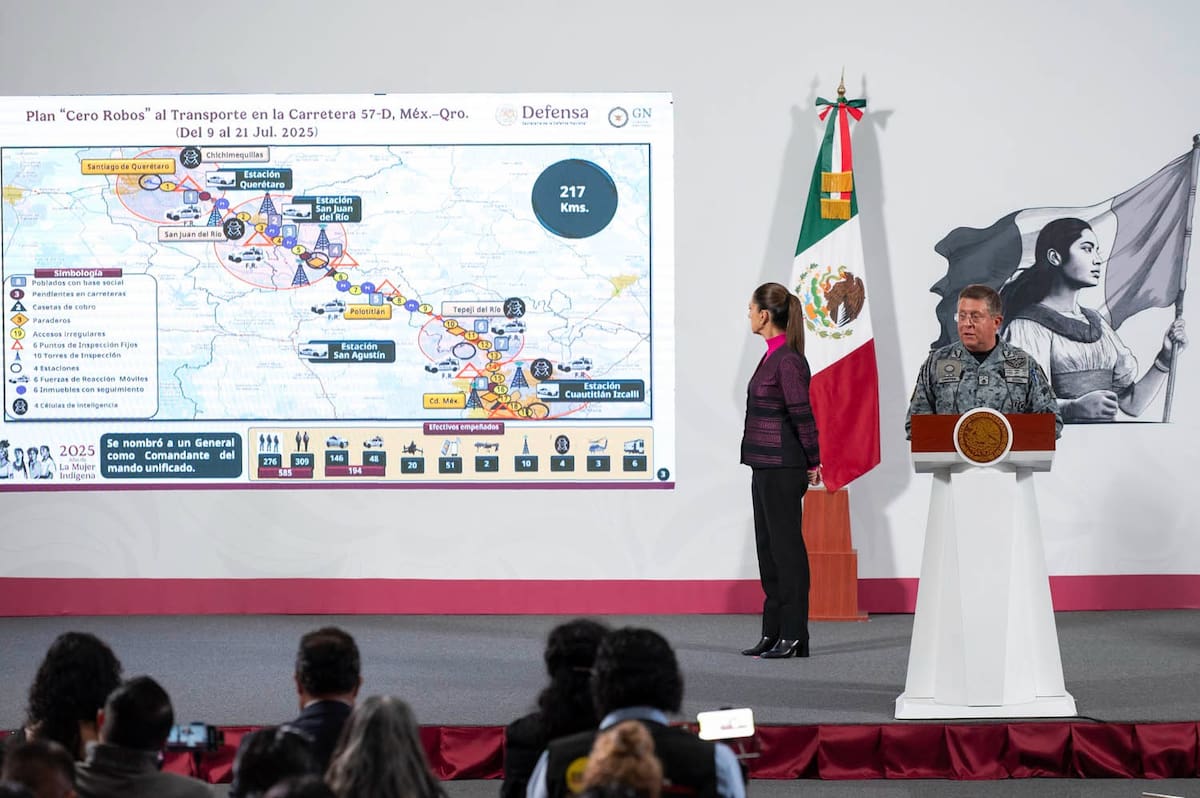Gobierno de Sheinbaum presenta el nuevo plan “Cero Robos” con despliegue masivo en tres autopistas prioritarias. | Crédito: Presidencia MX