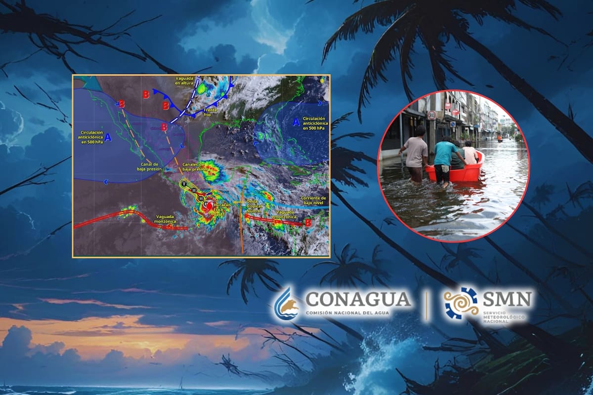 Huracán Erick azotará a México con lluvias torrenciales y fuertes vientos; SMN alerta por posibles inundaciones y otros riesgos