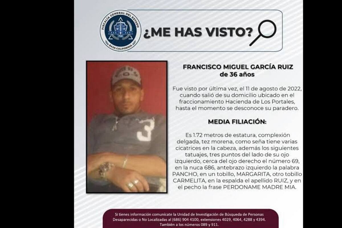 Buscan a Francisco Miguel García Ruiz