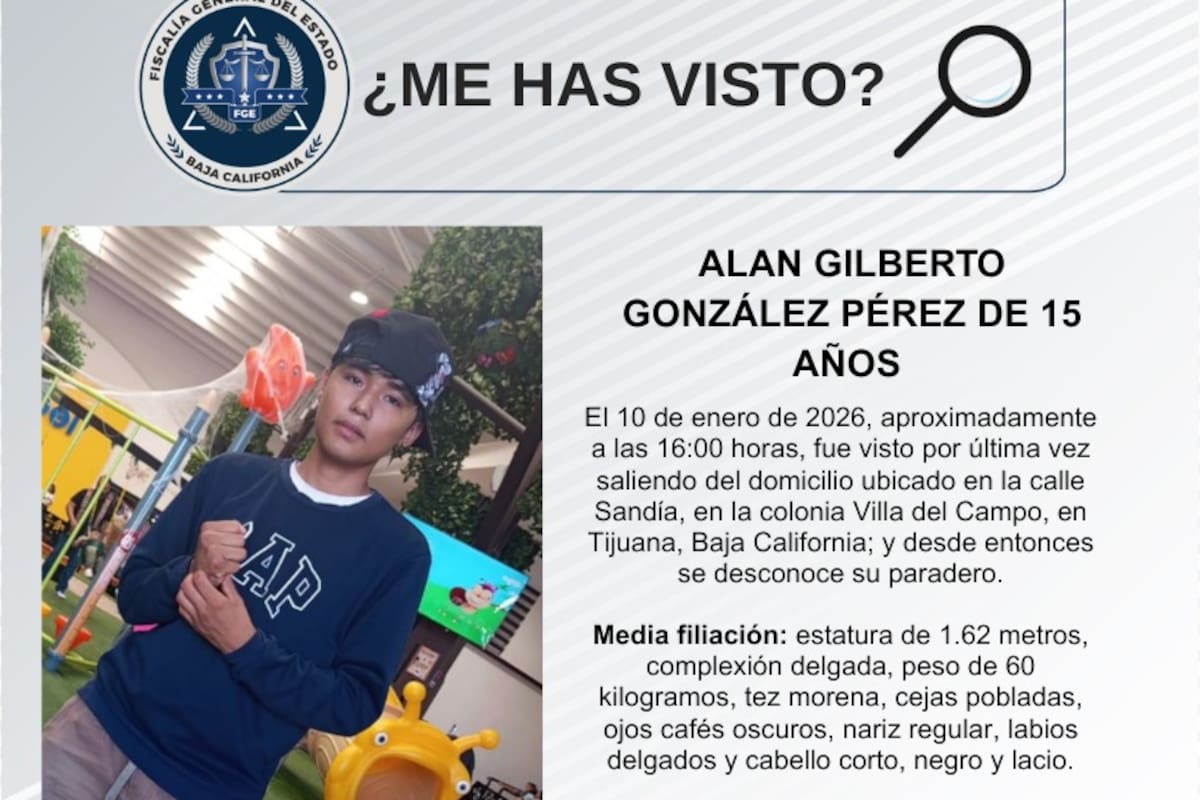 Se busca a Alan Gilberto González Pérez de 15 años de edad