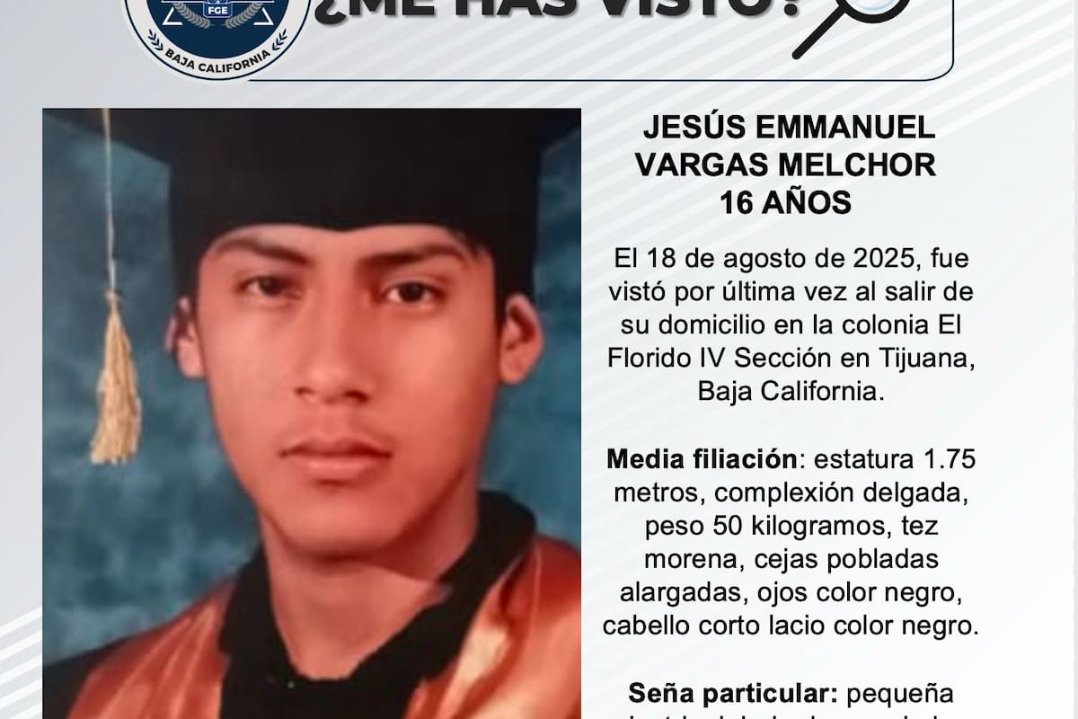 Se busca a Jesús Emmanuel Vargas Melchor de 16 años