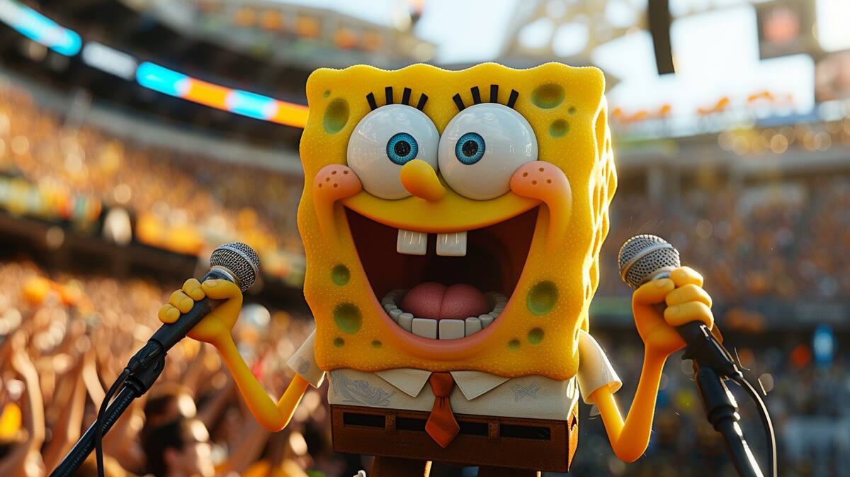 La anticipación crece a medida que miles de personas esperan ansiosas la actuación de Bob Esponja en el espectáculo deportivo más grande del año.