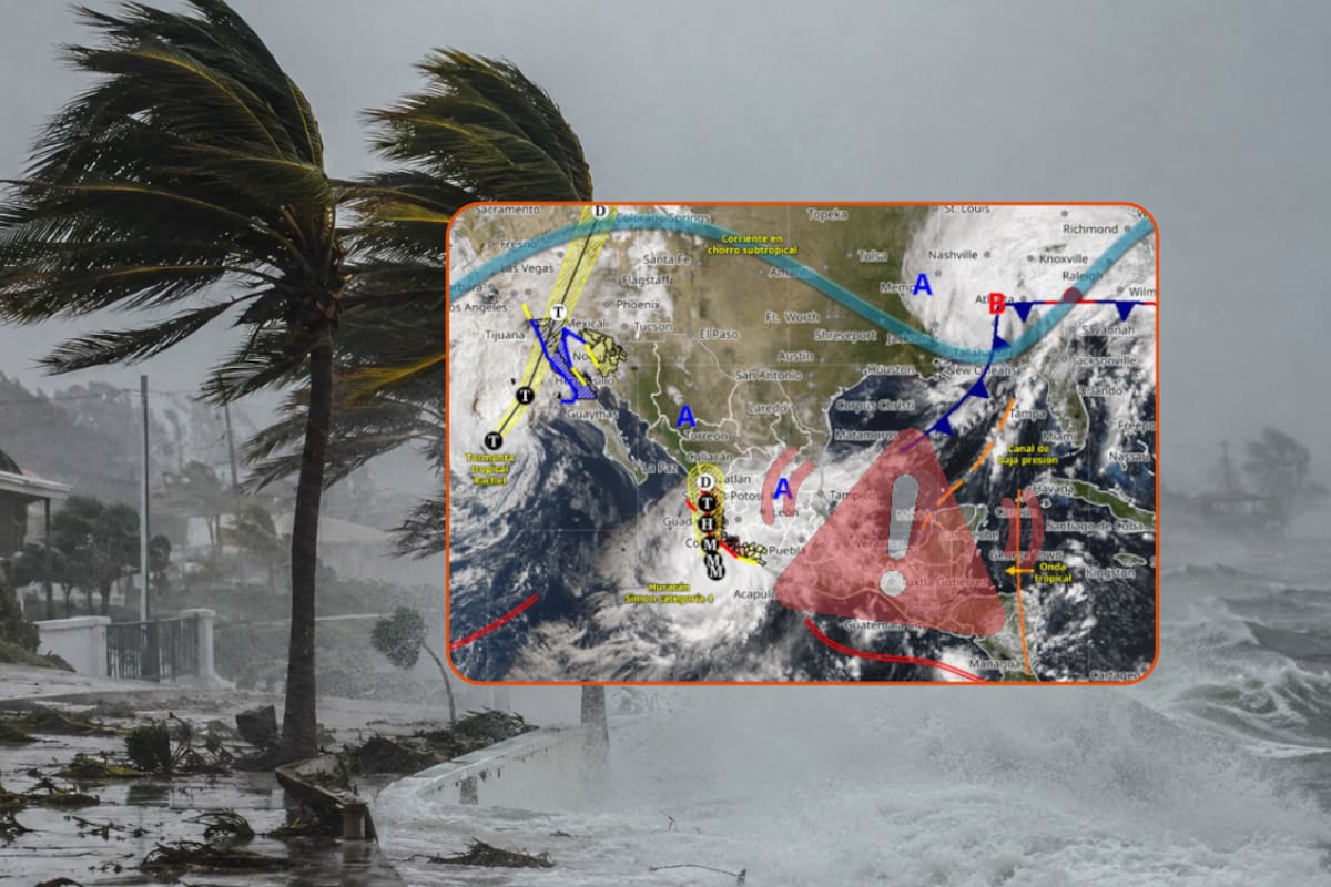 Ante la llegada del huracán Simón, Protección Civil llama a no salir de casa ni de refugios por amenaza a cuatro estados con vientos de 250 km/h y olas de 10 metros