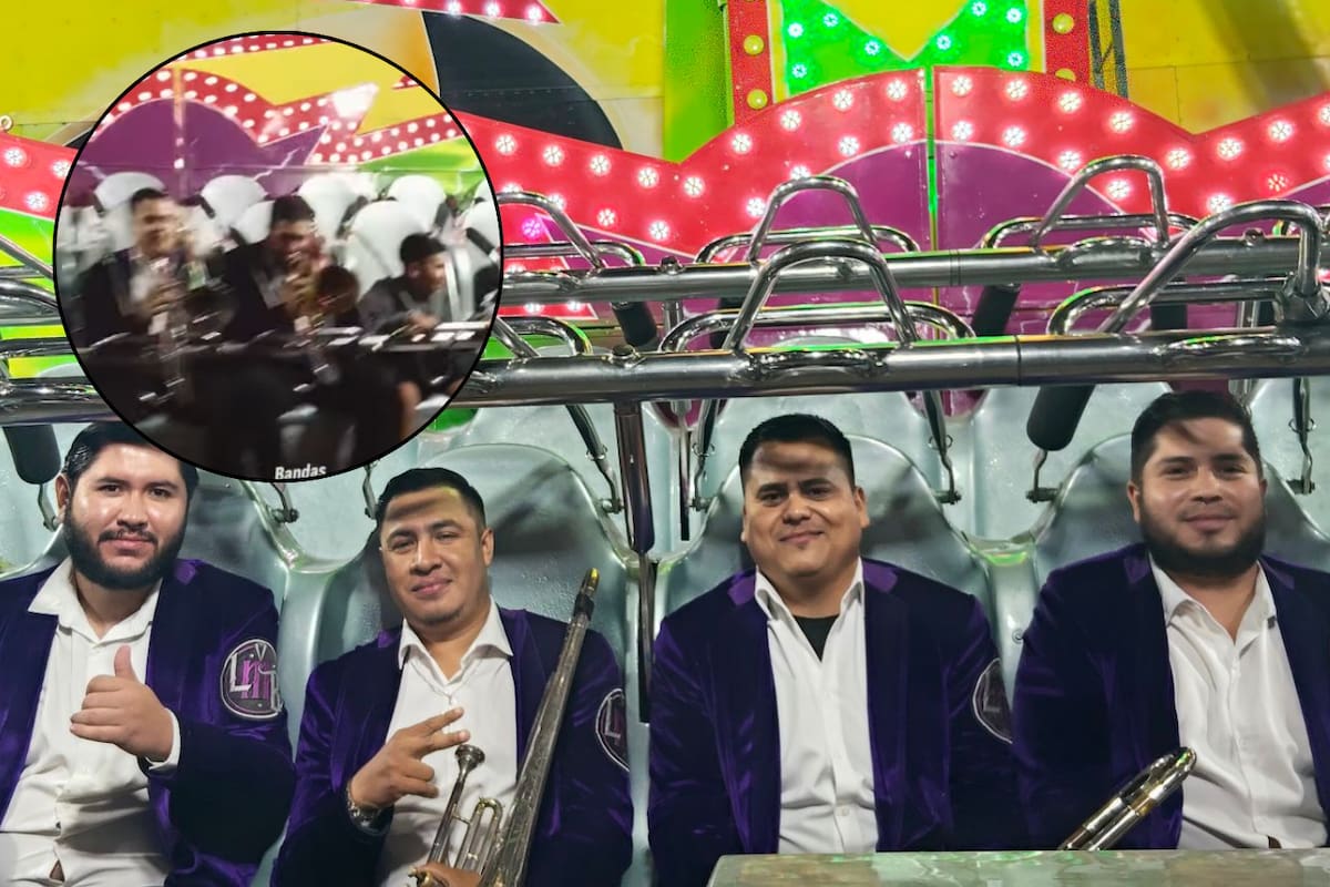 VIDEO: Banda sinaloense toca en vivo sobre un juego mecánico en feria