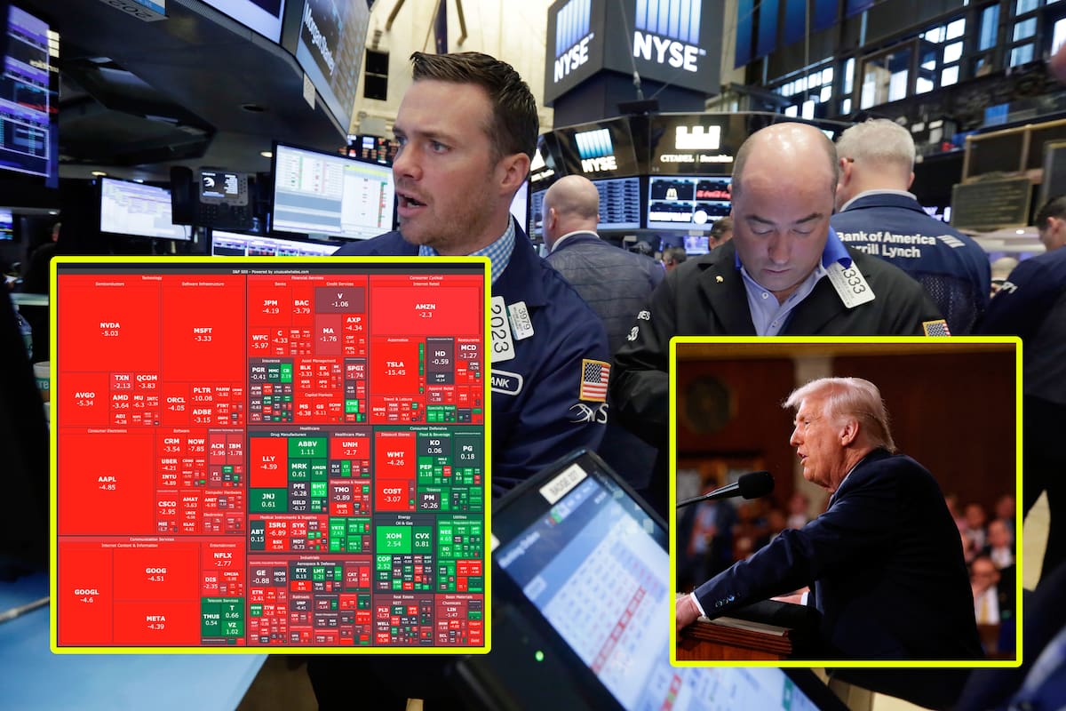 Los mercados financieros de EU enfrentan una caída significativa, con el S&P 500 perdiendo un 8.6% desde su máximo histórico y el Nasdaq cayendo un 4% en un solo día.
