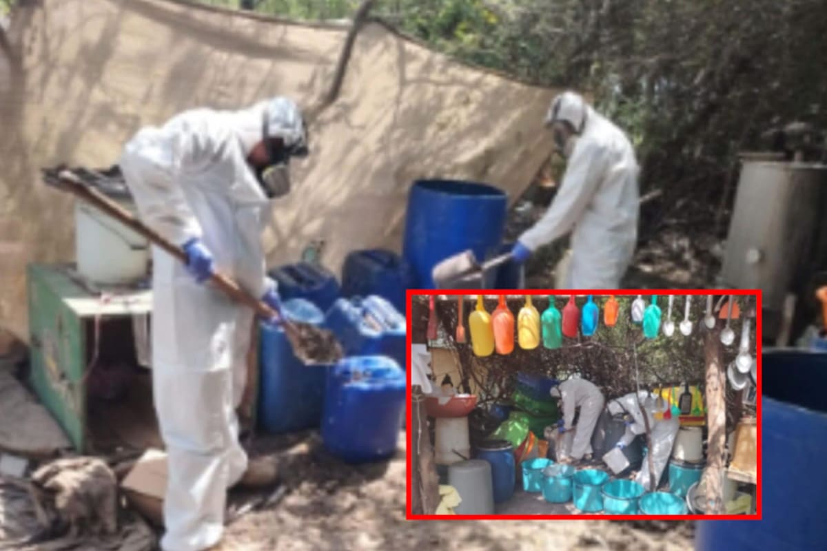 Desmantelan narcolaboratorio en Culiacán con más de 20,000 pastillas de fentanilo y arsenal químico