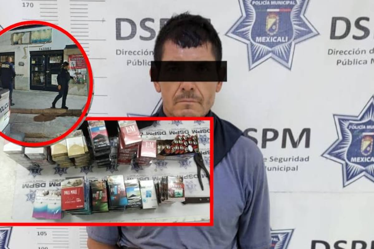Sorprenden a hombre robando una tienda de conveniencia; llevaba cigarros y encendedores