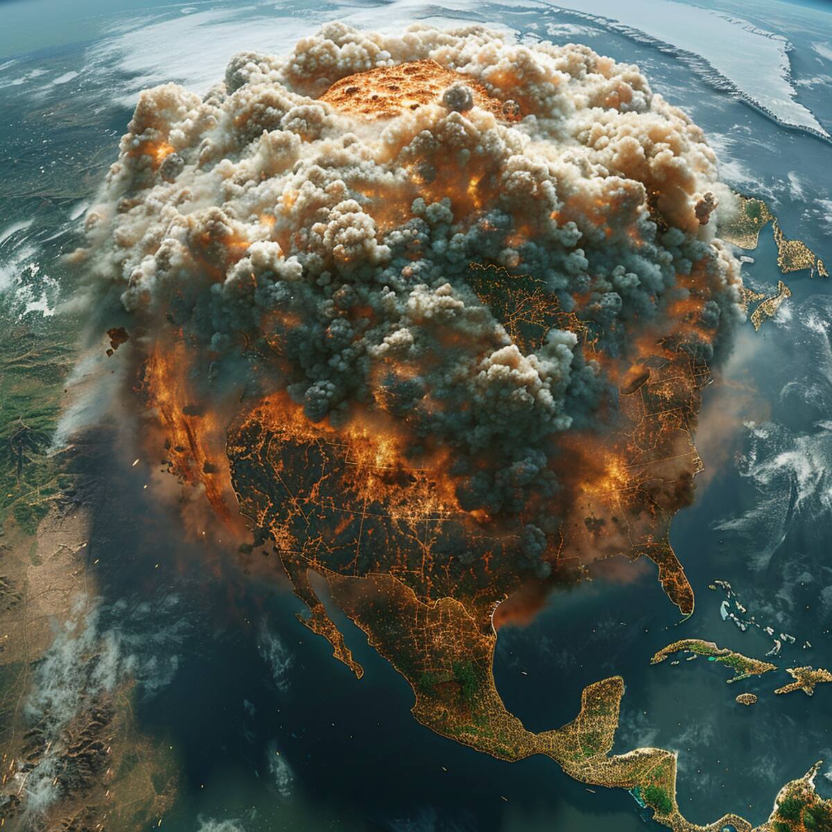Vista área de cómo se vería México si Rusia bombardea a los Estados Unidos.