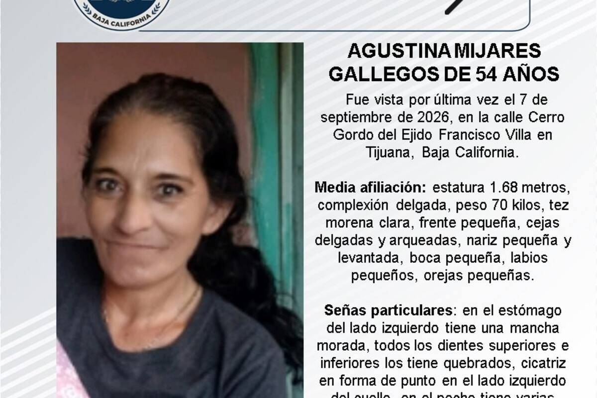 Se busca a Agustina Mijares Gallegos de 54 años