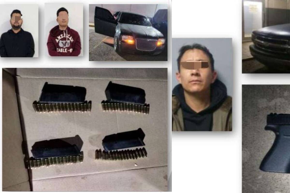 Detienen en Hermosillo a tres personas con arma de fuego, cartuchos y cargadores, y aseguran dos vehículos