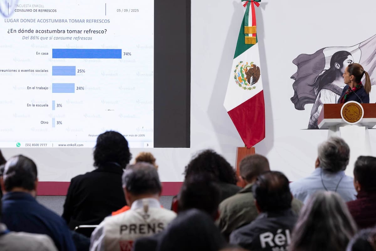 La presidenta Claudia Sheinbaum anunció que los Impuestos a refrescos y tabaco financiarán fondo de salud en 2026. | Crédito: Presidencia