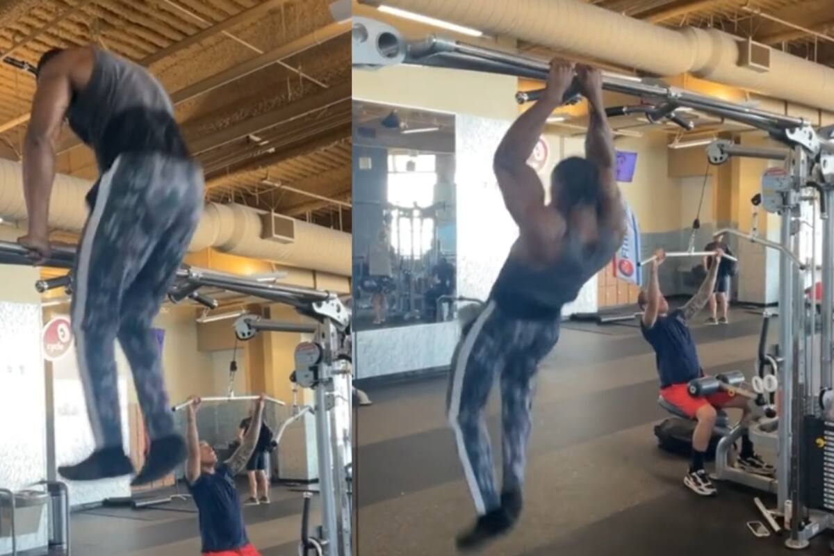 Hombre sorprende con su habilidad para ejercitarse en el gimnasio: parece que saldrá volando