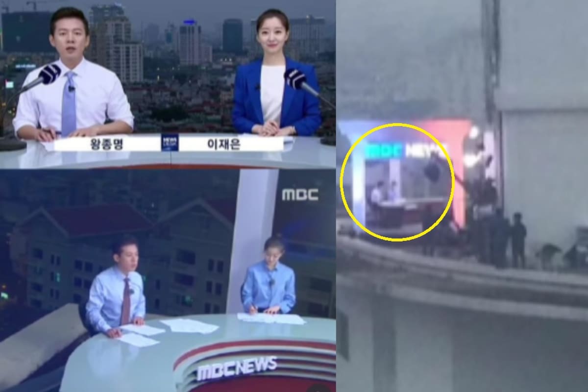 “No utilizan pantalla verde para el paisaje de fondo”: titulares de un noticiero coreano sorprenden al grabar al límite de un edificio como si nada