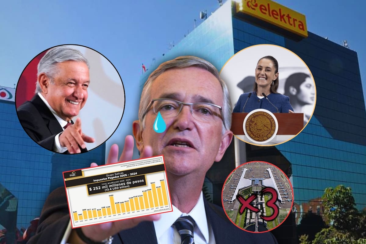 Tras señalar de fraude fiscal a AMLO y Sheinbaum, Ricardo Salinas Pliego niega deberle al SAT 74 mil millones de pesos y asegura que podría construir tres aeropuertos AIFA con lo que ha pagado en impuestos