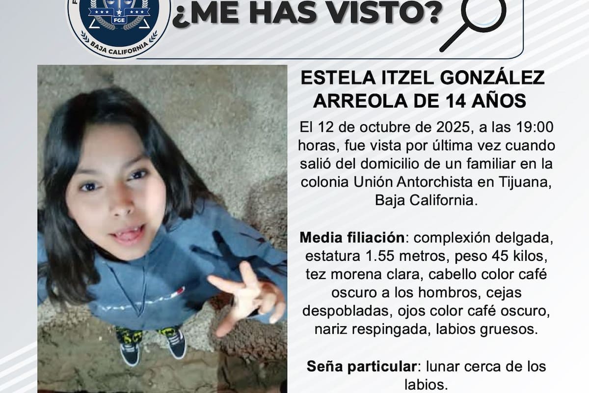Se busca a Estela Itzel González Arreola de 14 años de edad