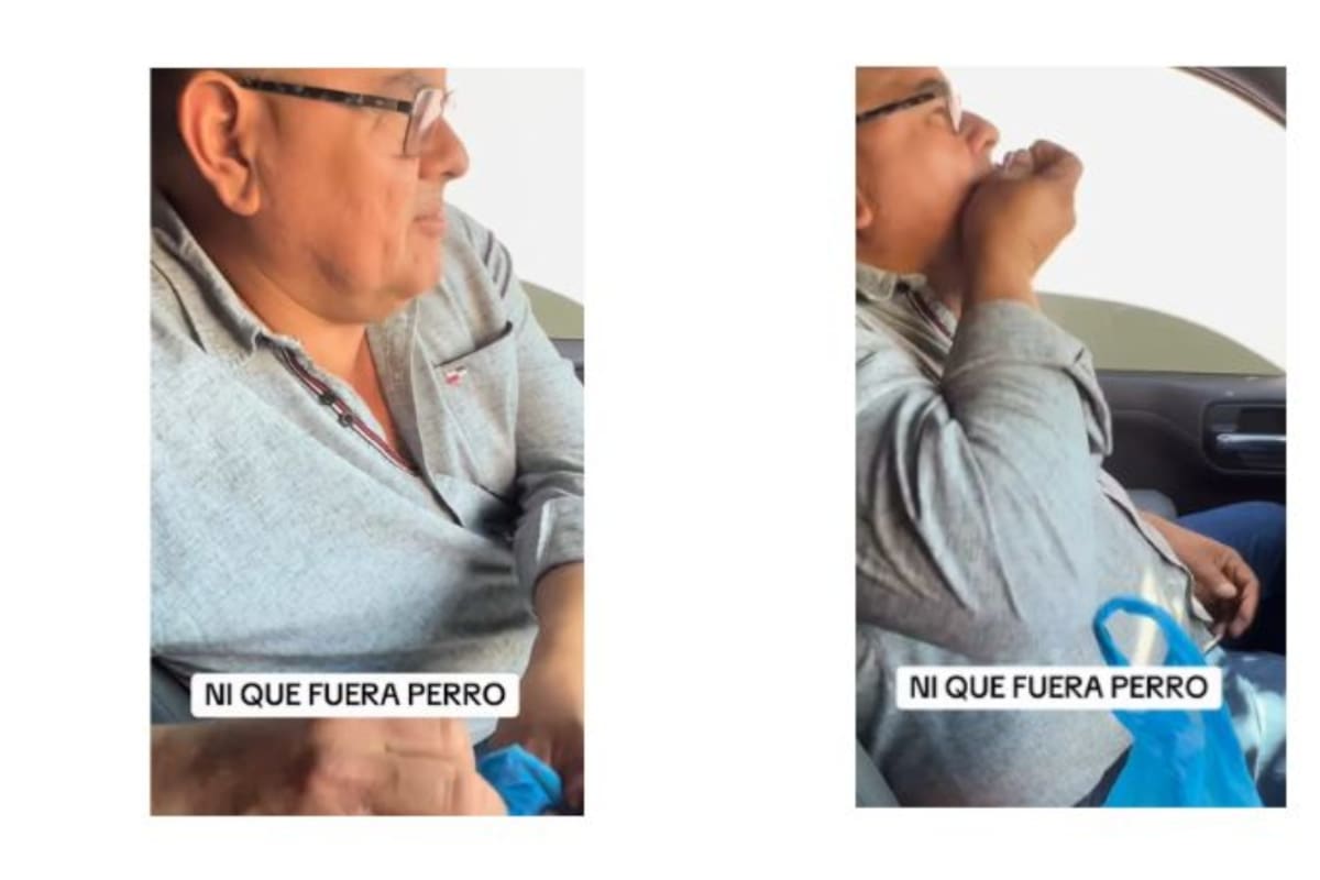 Hombre que llevaba su snack para un viaje por carretera termina comiendo croquetas; su acompañante lo graba todo