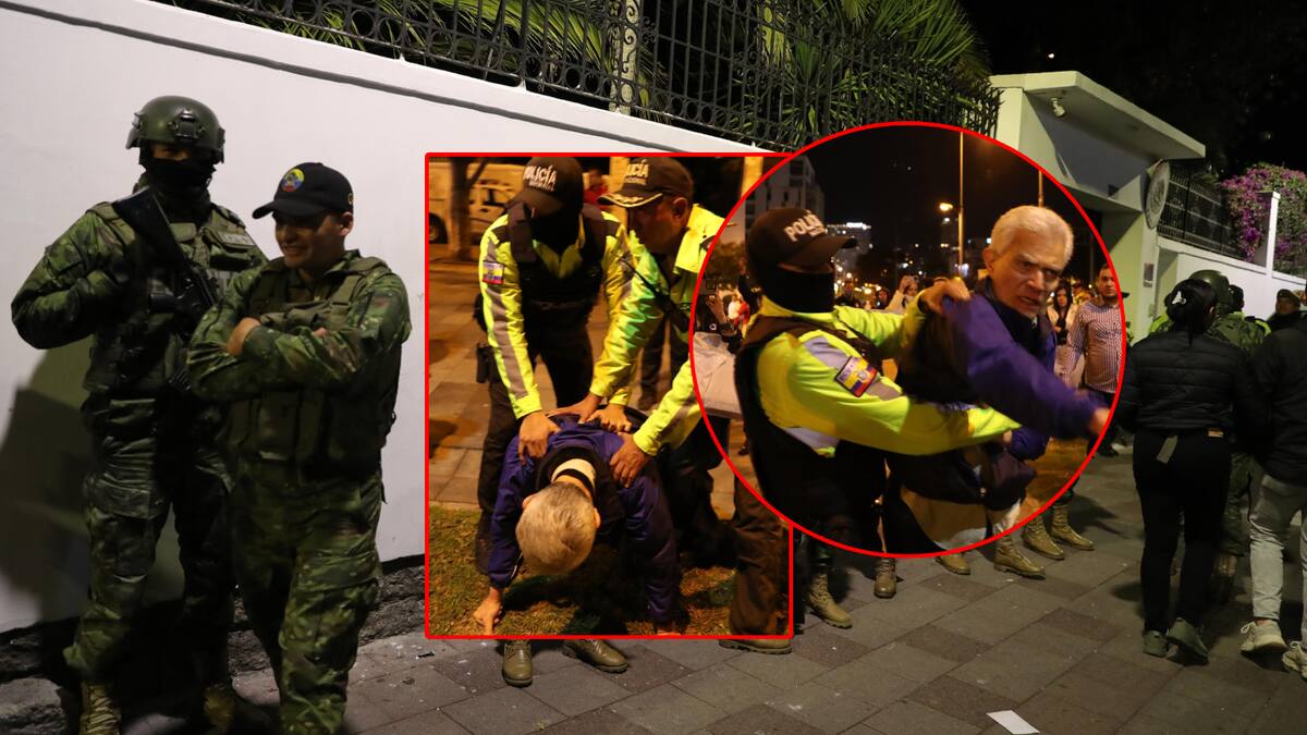 Imagen del asalto de Ecuador a la Embajada de México en Quito. Roberto Canseco, representante mexicano, fue detenido y acusó que allanaron el lugar "como delincuentes" para arrestar al ex vicepresidente Jorge Glas. | EFE