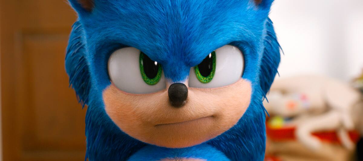 Sonic, con la voz de Ben Schwartz, en una escena de "Sonic the Hedgehog" en una imagen proporcionada por Paramount Pictures. (Paramount Pictures/Sega of America via AP)