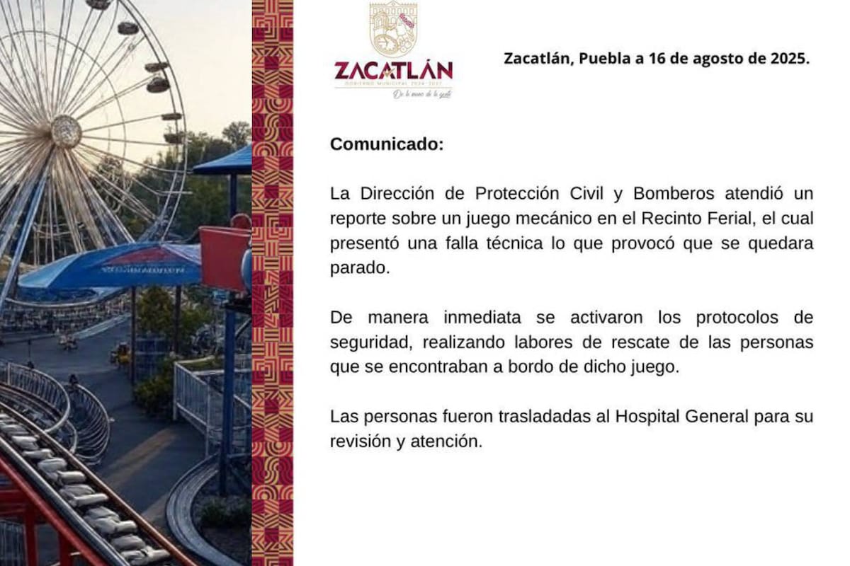 ¡Diversión termina en terror! Falla en juego mecánico causa pánico en la Feria de la Manzana en Puebla
