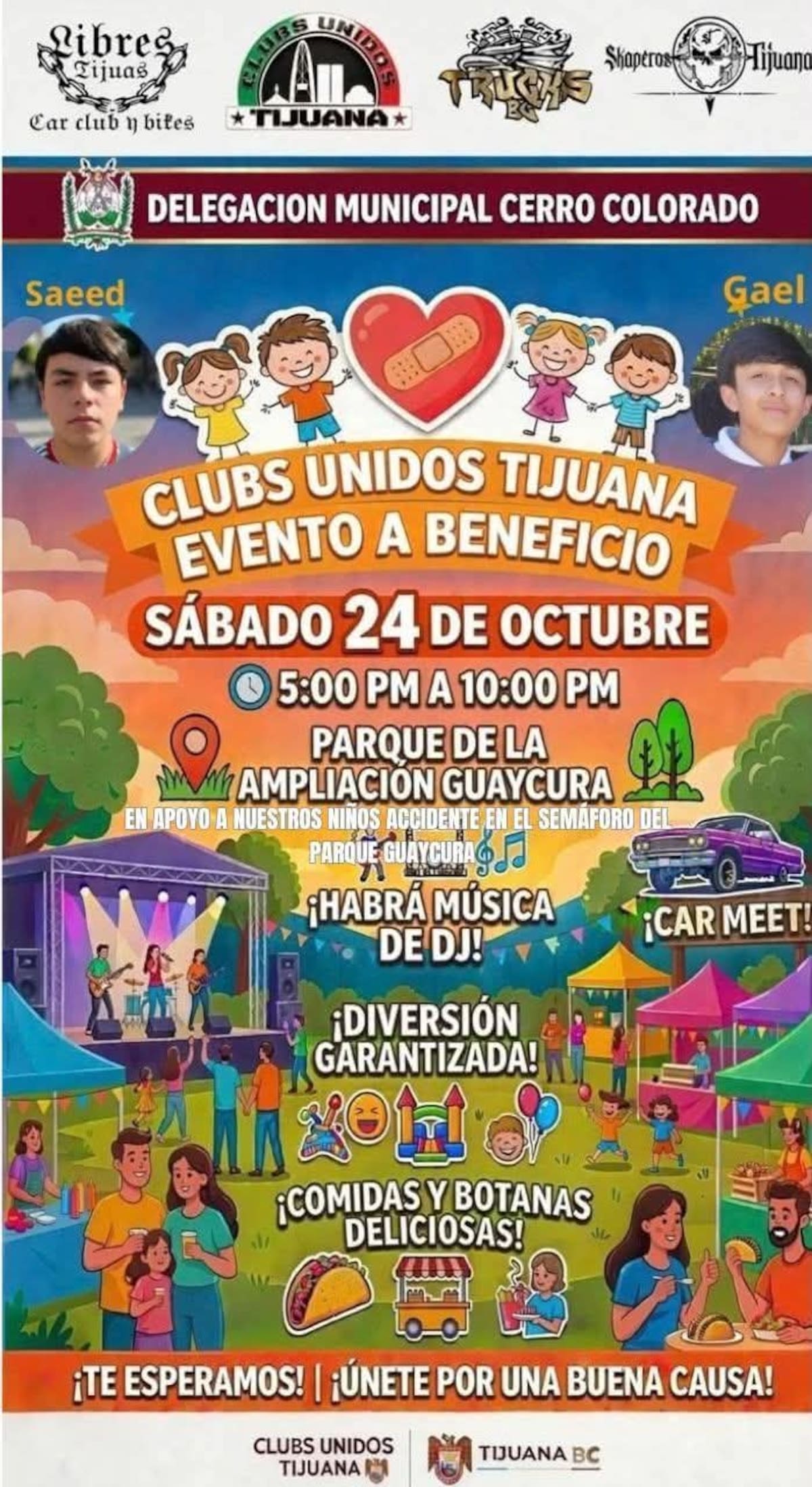 Kermés a beneficio de Saeed y Gael, organizada por clubes de Tijuana para apoyar a sus familias con los gastos médicos. Foto: Cortesía