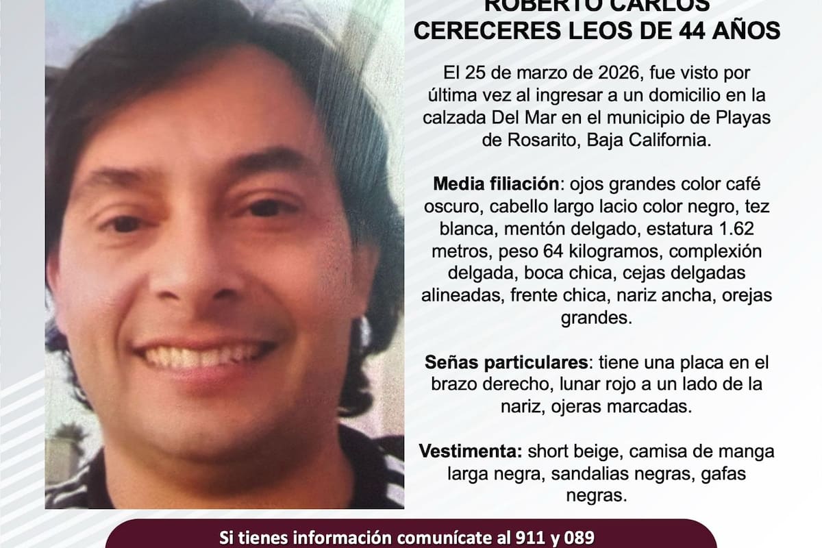 Se busca a Roberto Carlos Cereceres Leos de 44 años