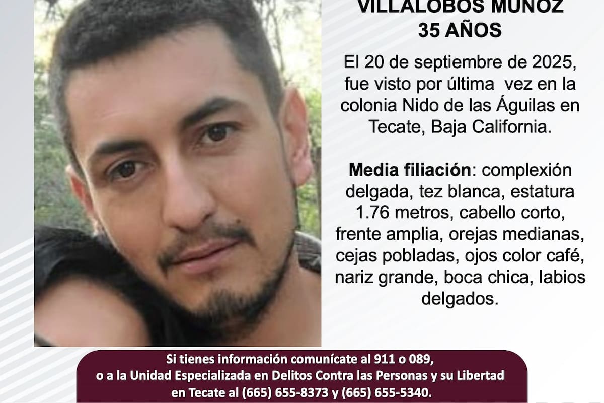 Se busca a Darwin Eriberto Villalobos Muñoz de 35 años