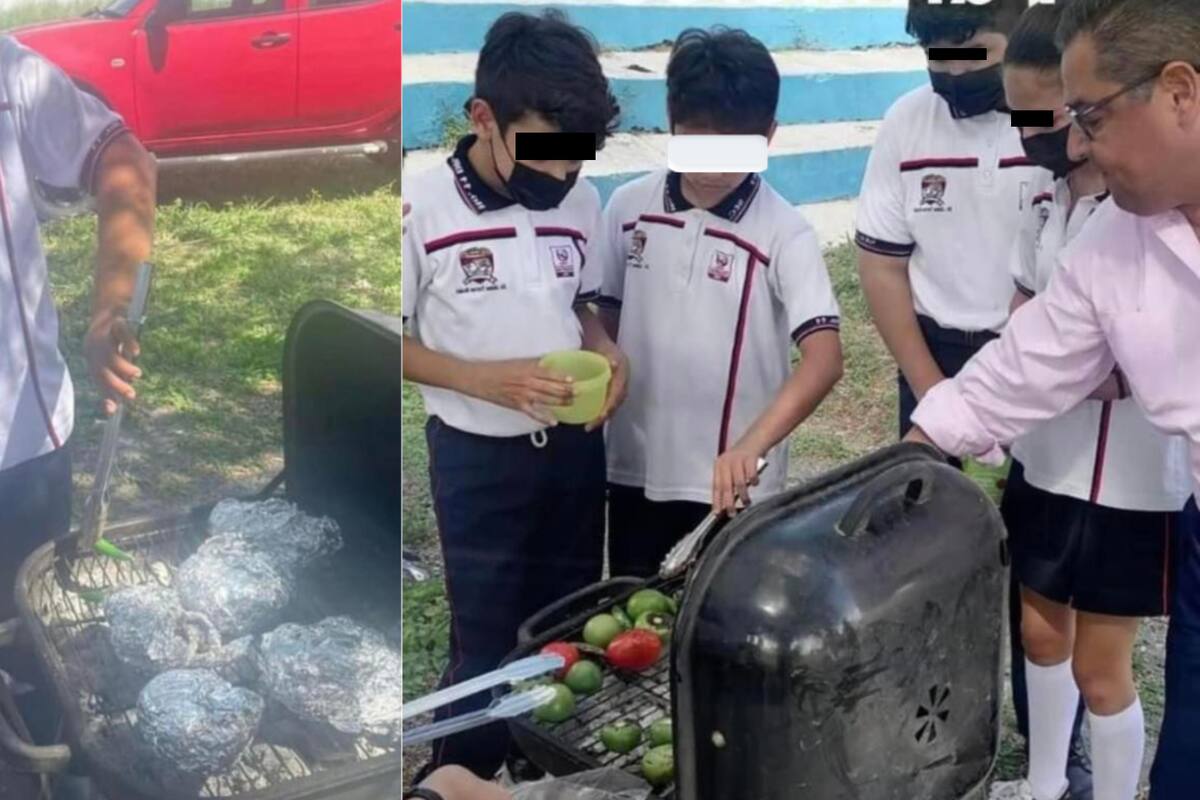 VIRAL: Dan clases de carne asada en secundaria de Monterrey