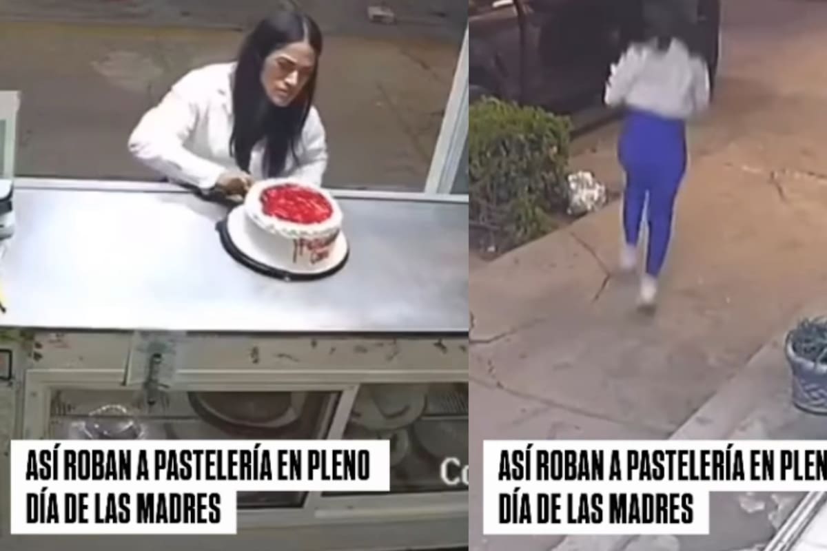 “Mija, ¿en esa camioneta y no eres capaz de pagar un simple pastel?” Captan a mujer robándose un pastel aprovechando que no había nadie atendiendo y causa enojo en redes sociales