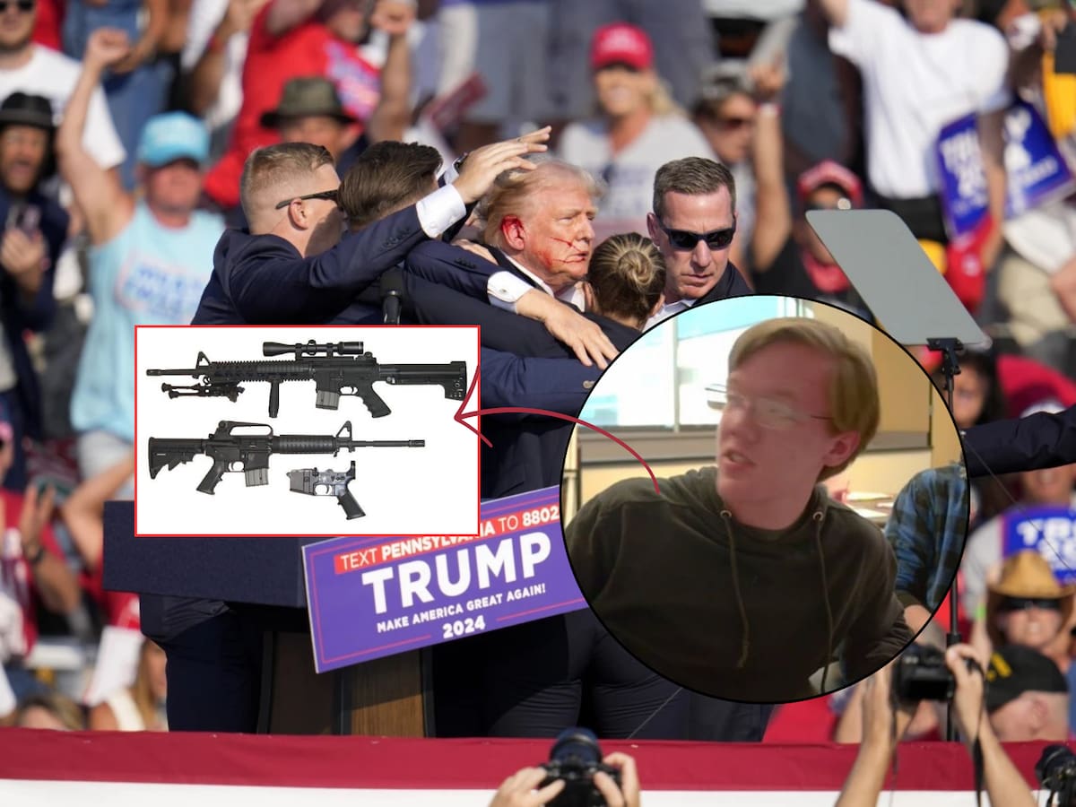 Crooks habría usado un rifle estilo AR comprado por su padre. | Crédito: AP, X @BRICS info y Wikipedia