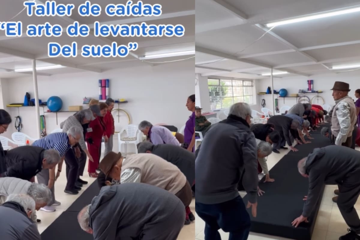 Se viraliza taller que enseña a adultos mayores cómo caer y levantarse de forma segura