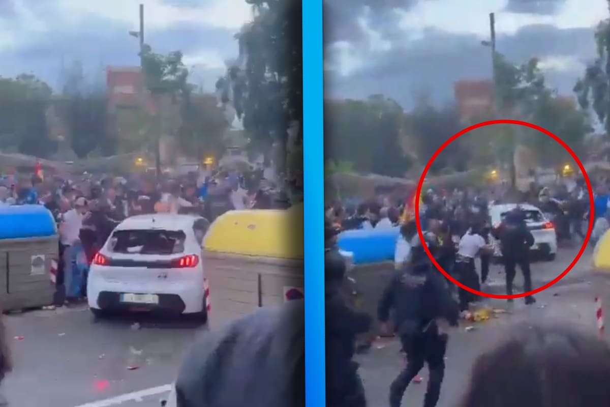 VIDEO: Automóvil se descontrola y causa atropellamiento masivo previo al derbi de Barcelona en España