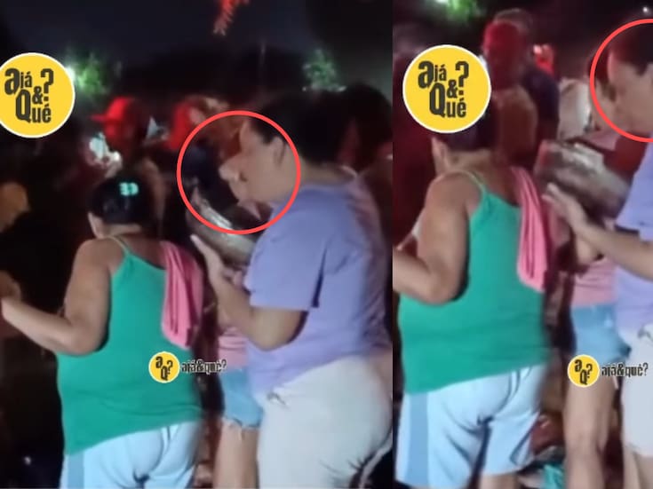 Mujer es captada viendo el chisme pero...salió con todo y sarten en la mano pues estaba cocinando y no quería perderse de nada