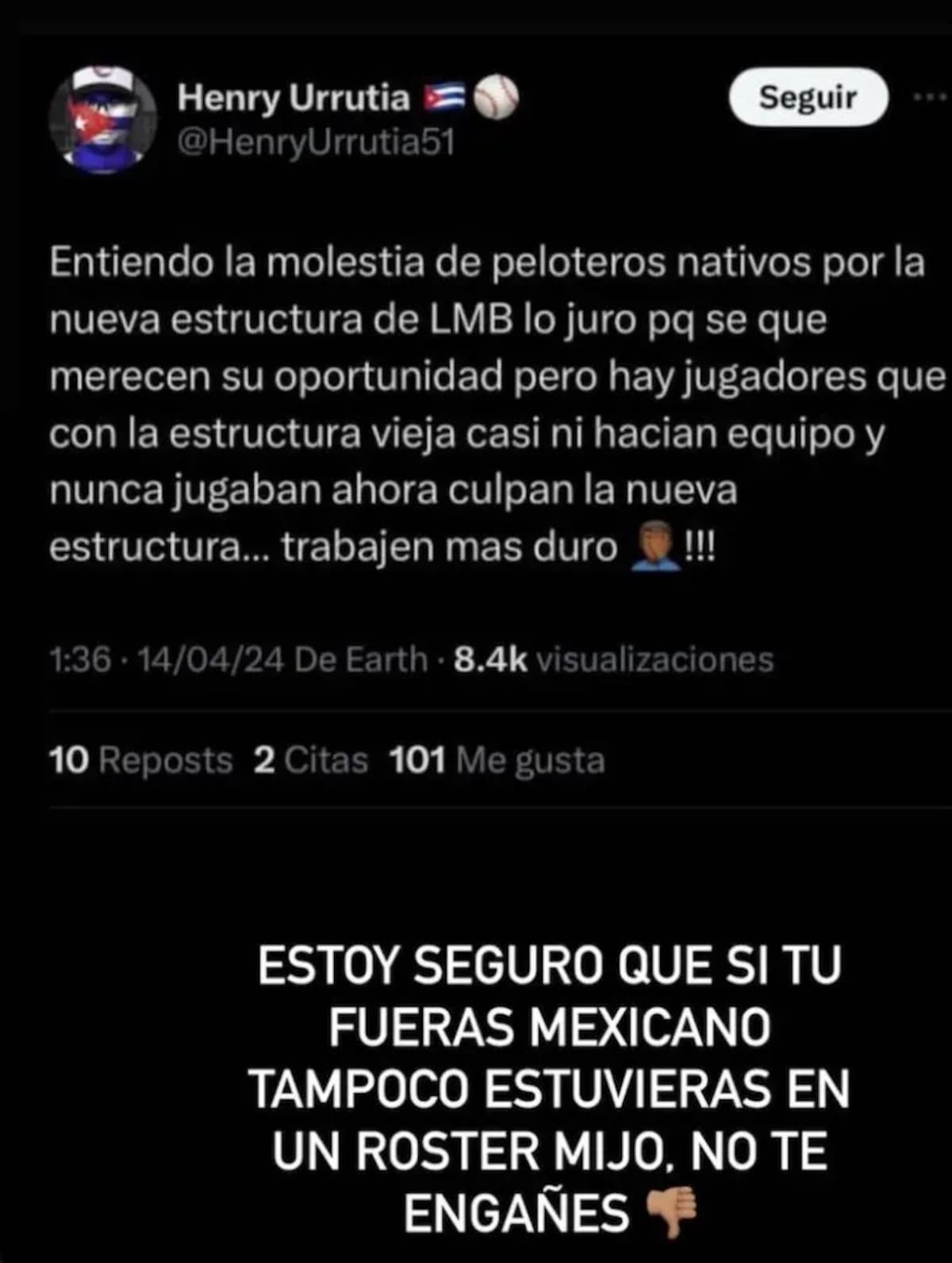 Isaac Paredes respondió a Henry Urrutia y aseguró que no estuviera en algún equipo de la LMB si fuera mexicano.