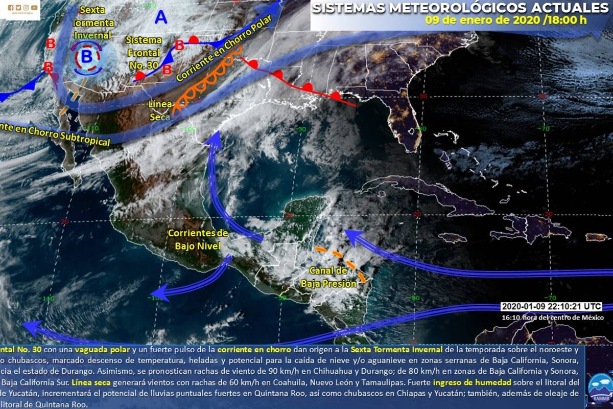 Pronóstico del clima: Frente frío 30 y sexta tormenta invernal generará nevadas en Sonora y Baja California
