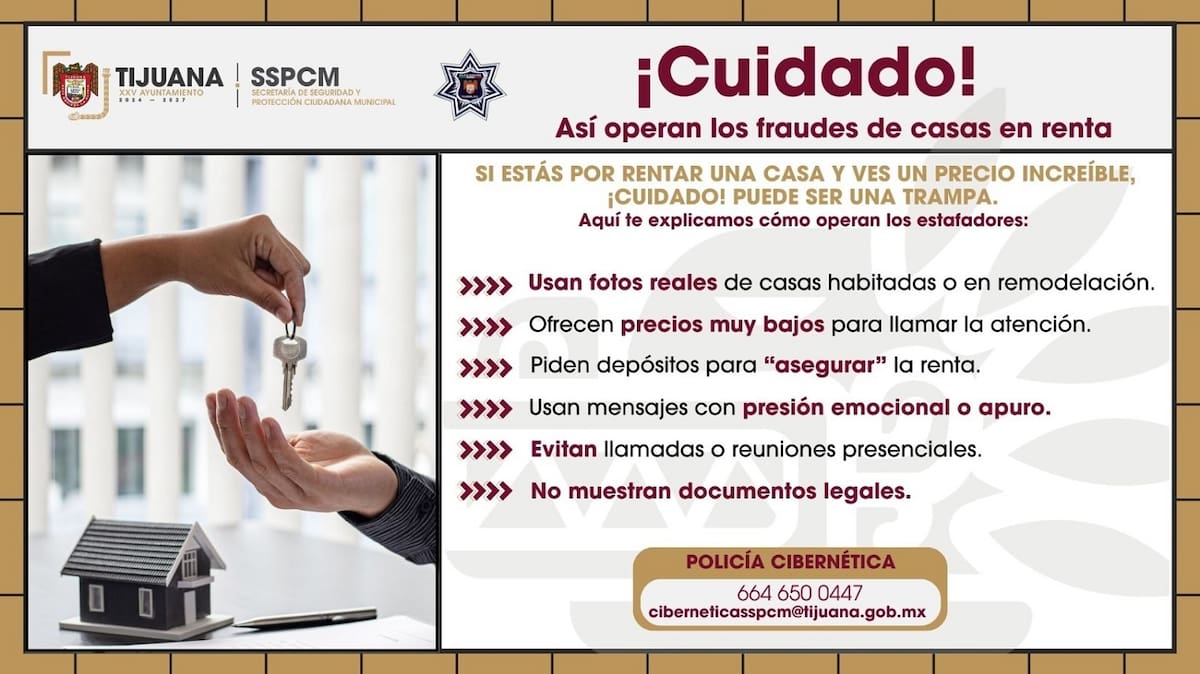 La Sspcm previene por fraudes al rentar casas.