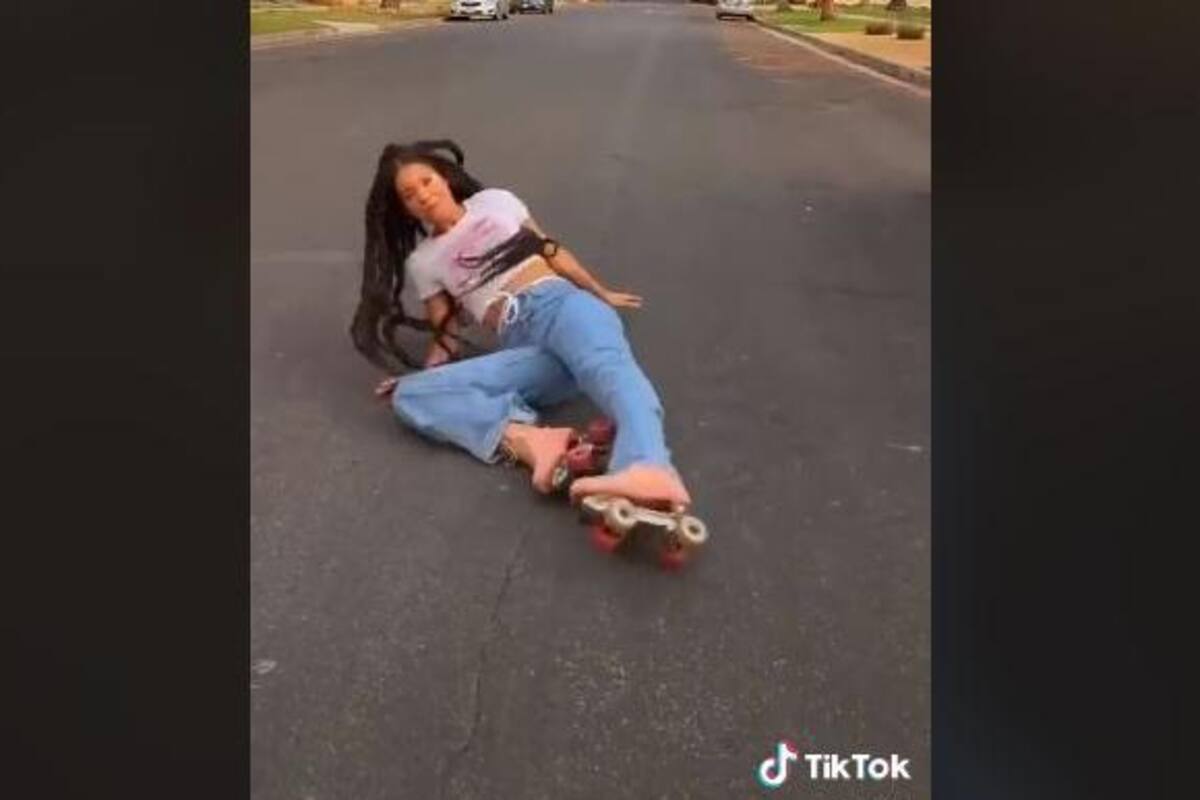 VIDEO: Una joven intenta grabar un video en patines y sufre un accidente