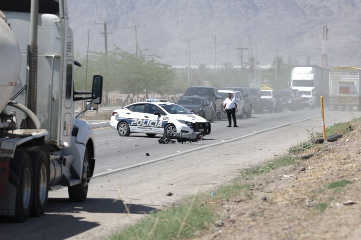 Muere motociclista tras accidente en la carretera Mexicali-Tijuana