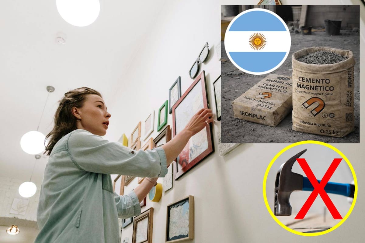Paredes que funcionan como imanes: El invento de un estudiante argentino que mezcla cemento, yeso y partículas ferrosas para permitir colgar objetos sin taladro