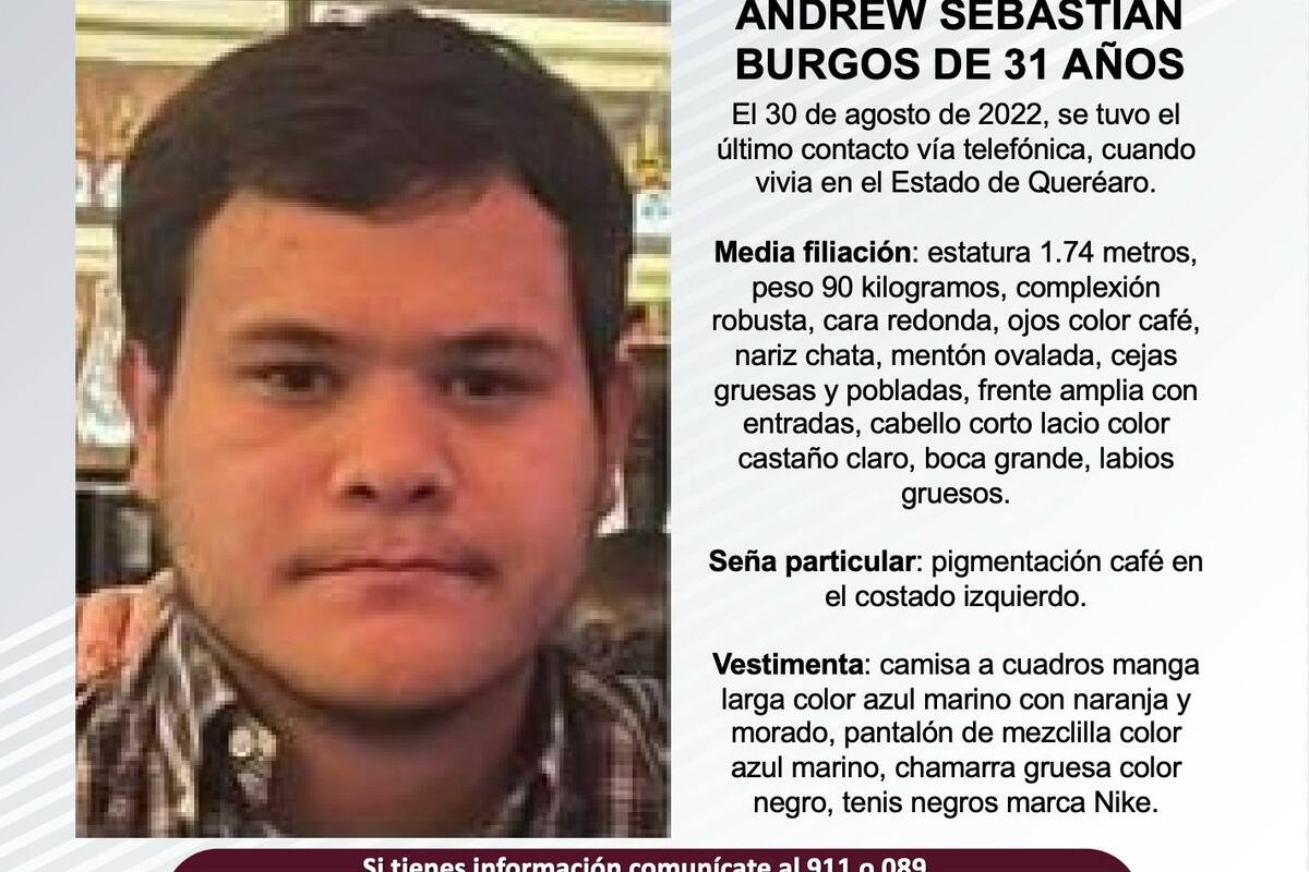 Se busca a Andrew Sebastián Burgos de 31 años de edad