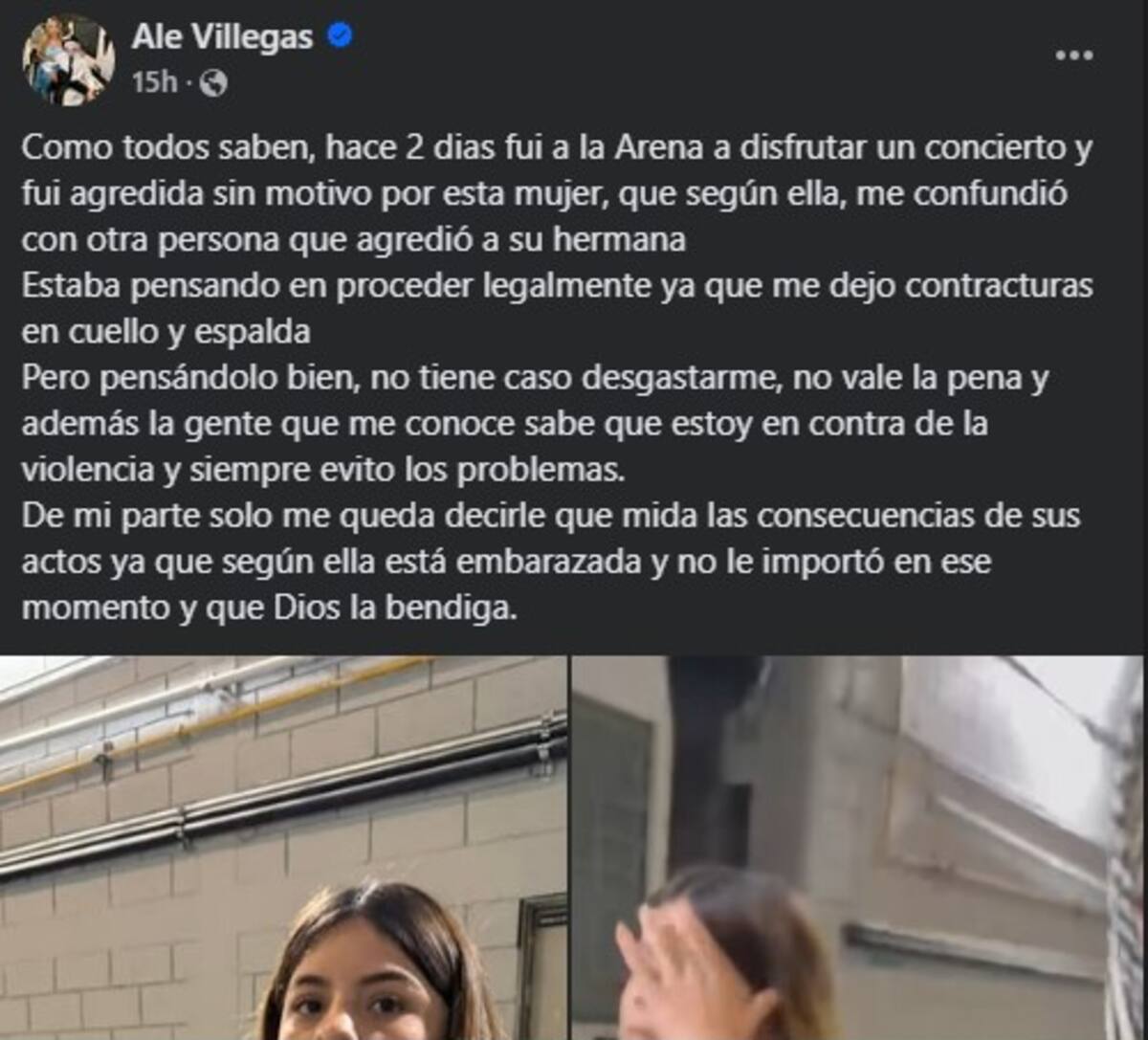 Alejandra Villegas habla sobre la agresión que vivió en un concierto / Facebook: Ale Villegas