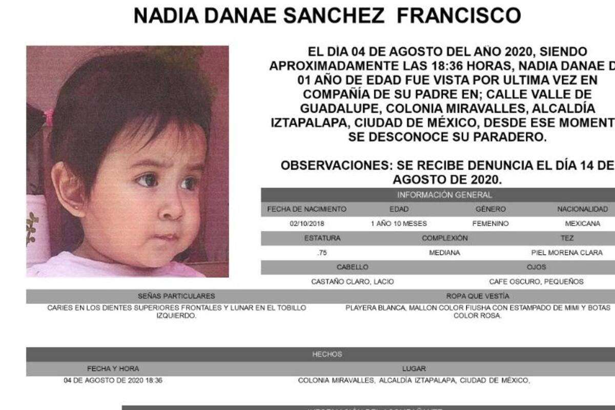¡Alerta! Buscan a niña de un año desaparecida en la Ciudad de México