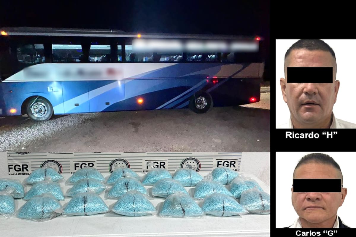 Detienen a dos con 200 mil pastillas de fentanilo en un autobús en Sonora
