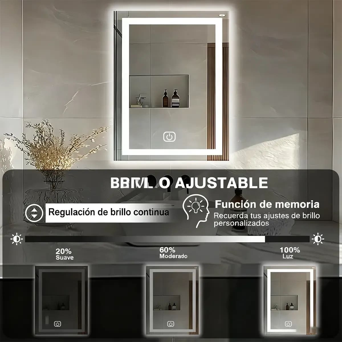 Este espejo permite cambiar entre tres temperaturas de color mediante un solo botón. | Foto: Mercado Libre