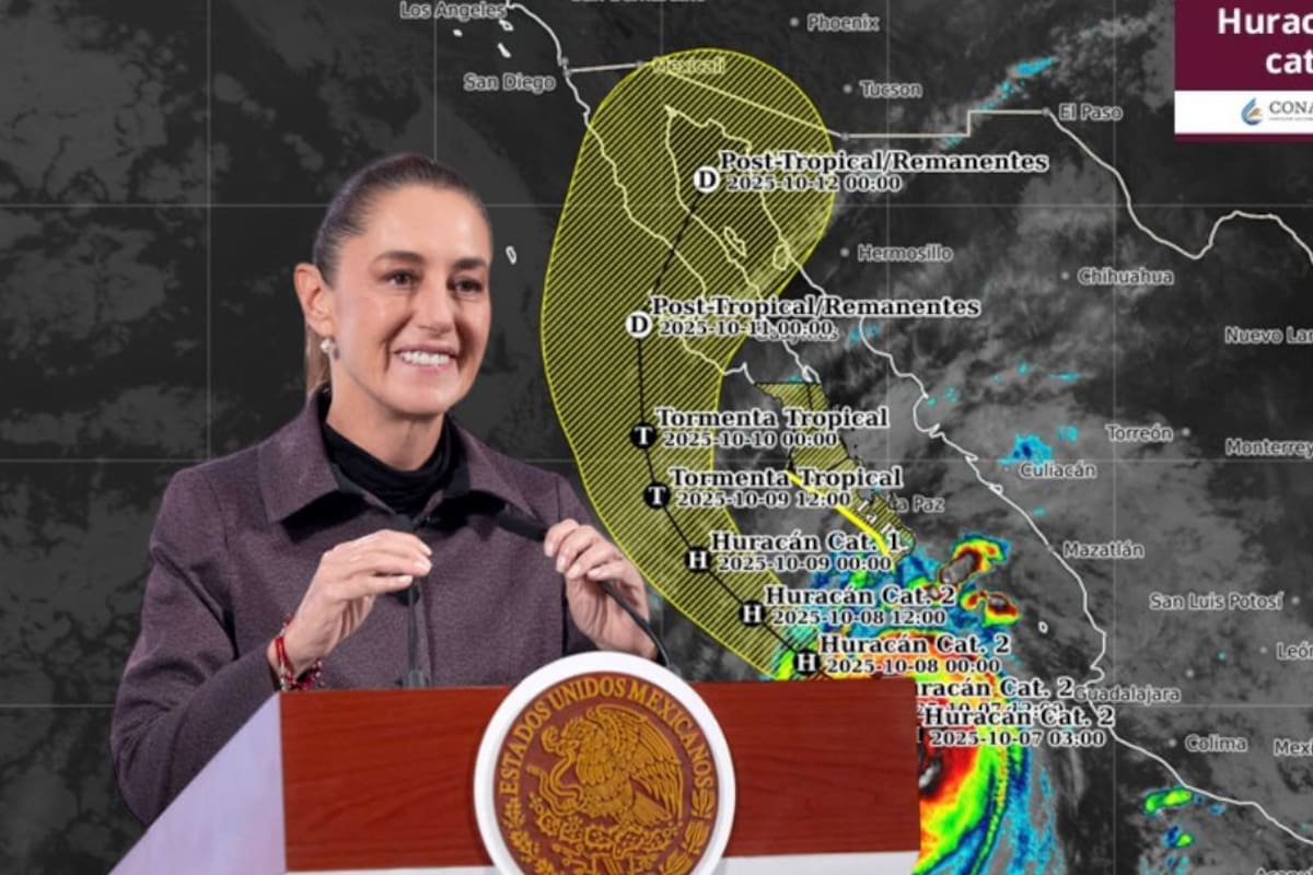 Claudia Sheinbaum alerta que el huracán Priscilla podría alcanzar categoría 3 y llama a Baja California Sur a extremar precauciones