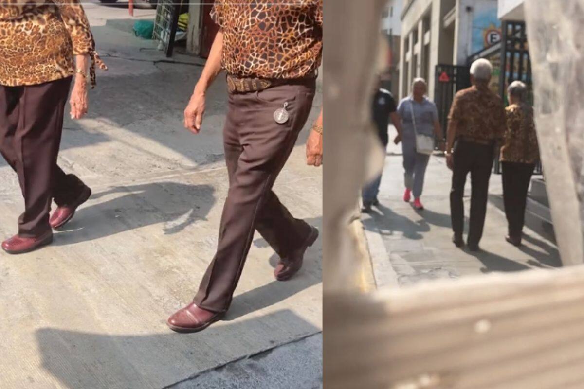 Pareja de adultos mayores vestidos iguales se vuelve viral en Tiktok