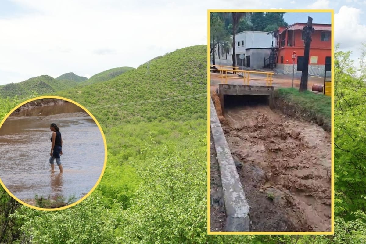 Arroyo de San Javier, Sonora, registra una creciente como no se veía desde hace cerca de 40 años tras las lluvias del huracán Polo, que hicieron correr agua por veredas y cerros