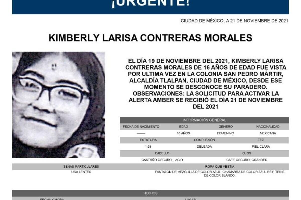 Alerta Amber CDMX: Desaparece jovencita de 16 años en la alcaldía Tlalpan
